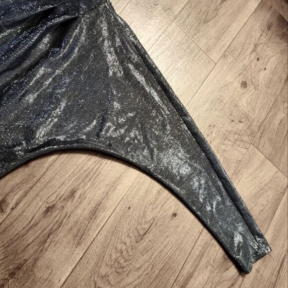 Ramy Brook Esther Silver Metallic Wrap Top Size M - Picture 9 of 12